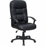 Lorell Tufted Executive High - Back Office Chair Black Leather with Adjustable Tilt and Swivel 19.25 - 22.75 