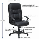 Lorell Tufted Executive High - Back Office Chair Black Leather with Adjustable Tilt and Swivel 19.25 - 22.75 