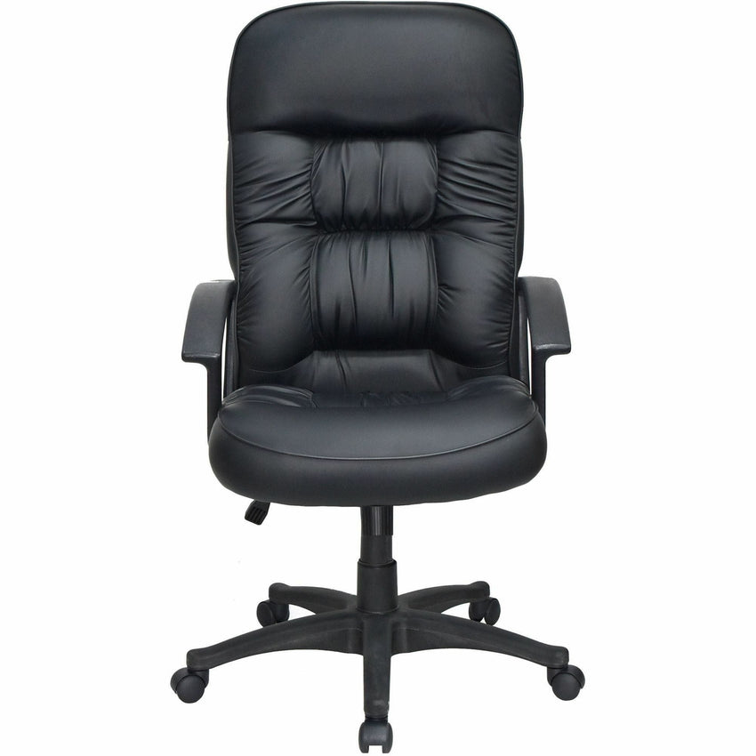 Lorell Tufted Executive High - Back Office Chair Black Leather with Adjustable Tilt and Swivel 19.25 - 22.75 "H (LLR - LLR60116) - SchoolOutlet