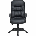 Lorell Tufted Executive High - Back Office Chair Black Leather with Adjustable Tilt and Swivel 19.25 - 22.75 