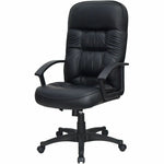 Lorell Tufted Executive High - Back Office Chair Black Leather with Adjustable Tilt and Swivel 19.25 - 22.75 