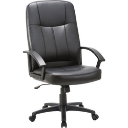 Lorell Chadwick Series Executive High-Back Chair Black Split Leather with Open Loop Arms 18.89 - 22.63 "H (LLR-LLR60120)
