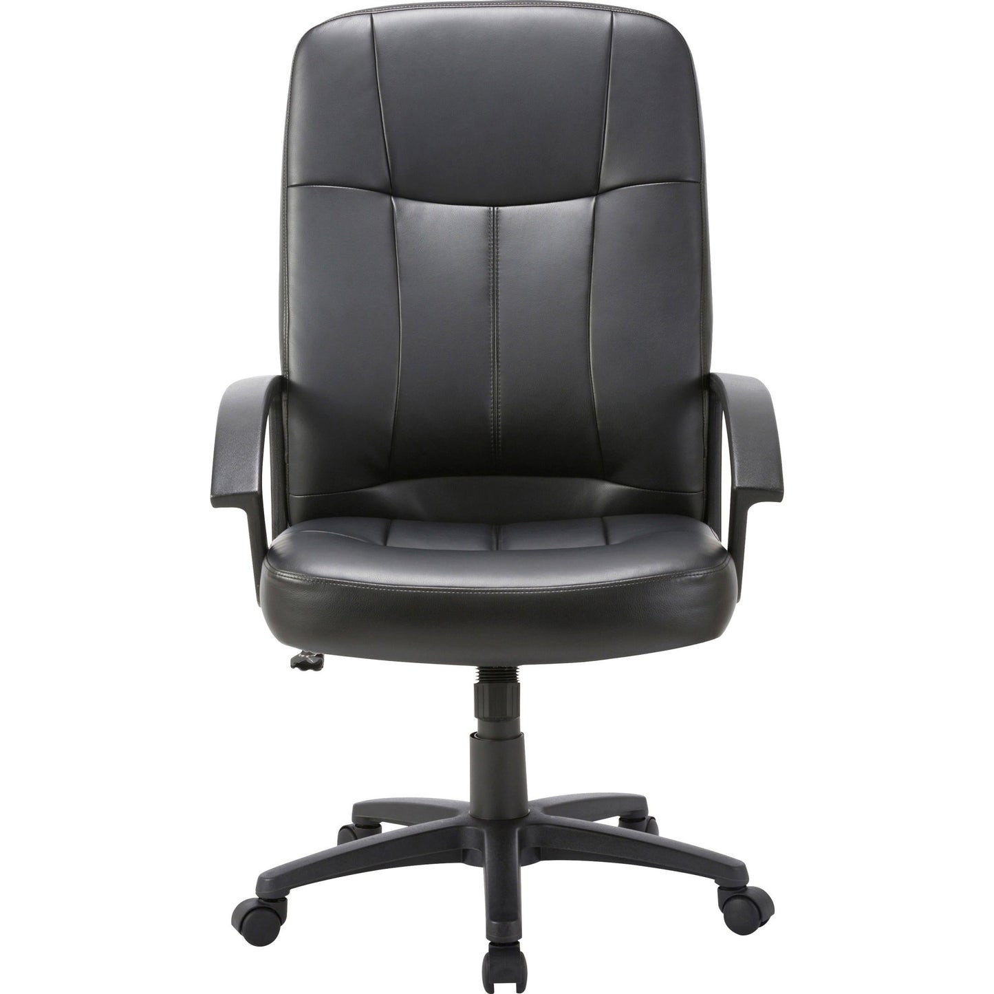 Lorell Chadwick Series Executive High - Back Chair Black Split Leather with Open Loop Arms 18.89 - 22.63 "H (LLR - LLR60120) - SchoolOutlet