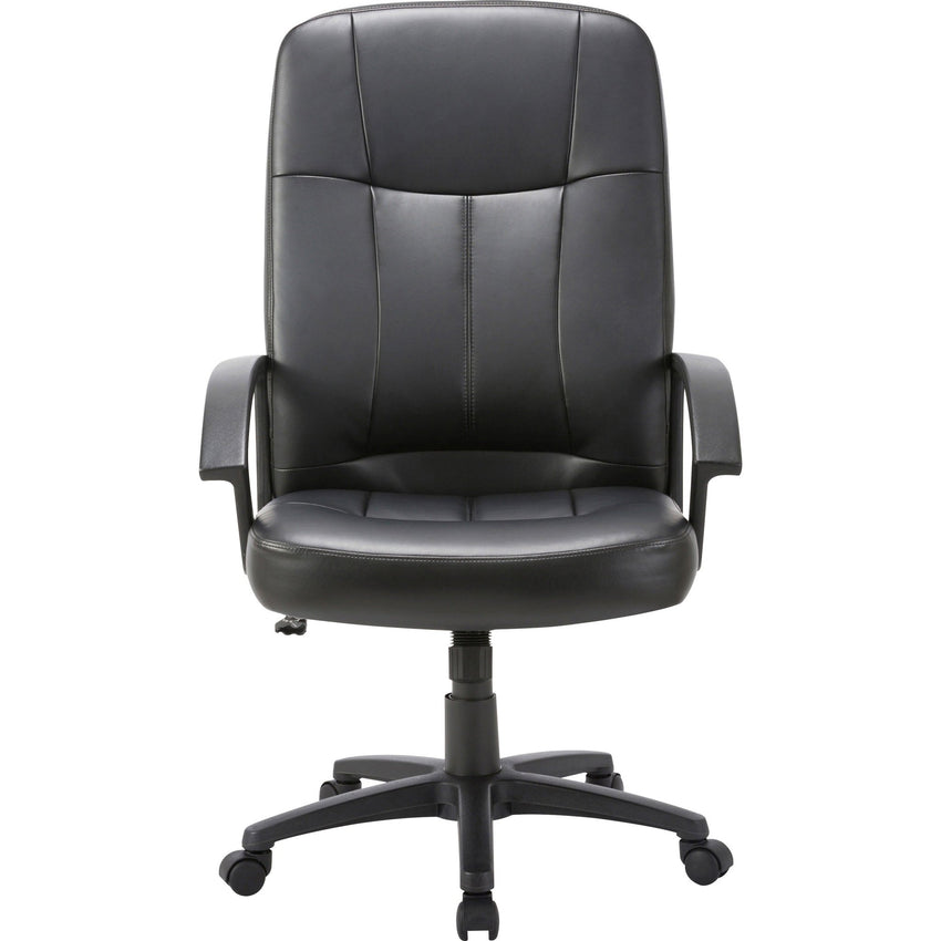 Lorell Chadwick Series Executive High - Back Chair Black Split Leather with Open Loop Arms 18.89 - 22.63 "H (LLR - LLR60120) - SchoolOutlet