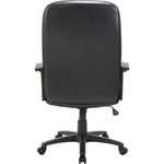 Lorell Chadwick Series Executive High - Back Chair Black Split Leather with Open Loop Arms 18.89 - 22.63 
