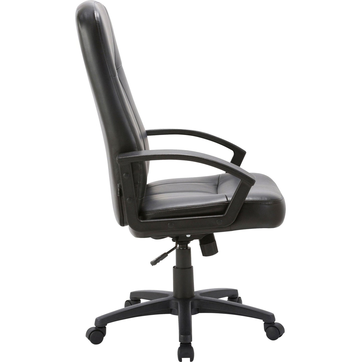 Lorell Chadwick Series Executive High - Back Chair Black Split Leather with Open Loop Arms 18.89 - 22.63 "H (LLR - LLR60120) - SchoolOutlet