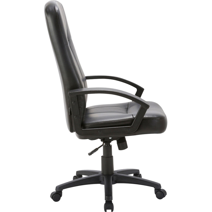 Lorell Chadwick Series Executive High - Back Chair Black Split Leather with Open Loop Arms 18.89 - 22.63 "H (LLR - LLR60120) - SchoolOutlet