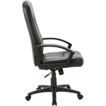 Lorell Chadwick Series Executive High - Back Chair Black Split Leather with Open Loop Arms 18.89 - 22.63 