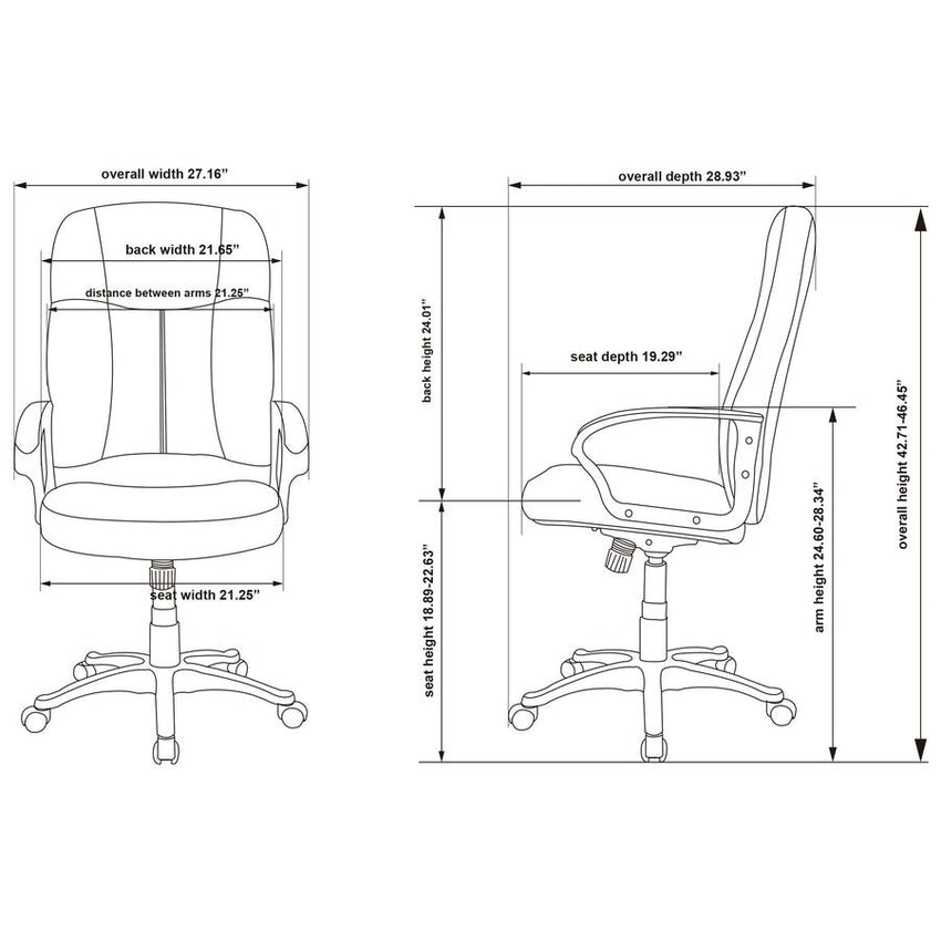 Lorell Chadwick Series Executive High - Back Chair Black Split Leather with Open Loop Arms 18.89 - 22.63 "H (LLR - LLR60120) - SchoolOutlet