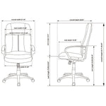 Lorell Chadwick Series Executive High - Back Chair Black Split Leather with Open Loop Arms 18.89 - 22.63 