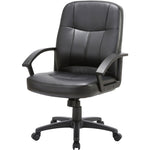 Lorell Chadwick Series Managerial Mid - Back Chair Black Split Leather with Open Loop Arms 17.50 
