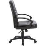 Lorell Chadwick Series Managerial Mid - Back Chair Black Split Leather with Open Loop Arms 17.50 