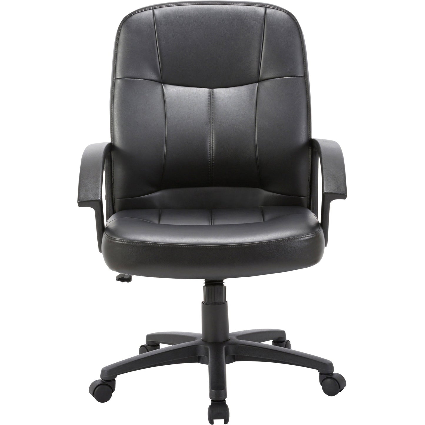 Lorell Chadwick Series Managerial Mid - Back Chair Black Split Leather with Open Loop Arms 17.50 "H (LLR - LLR60121) - SchoolOutlet