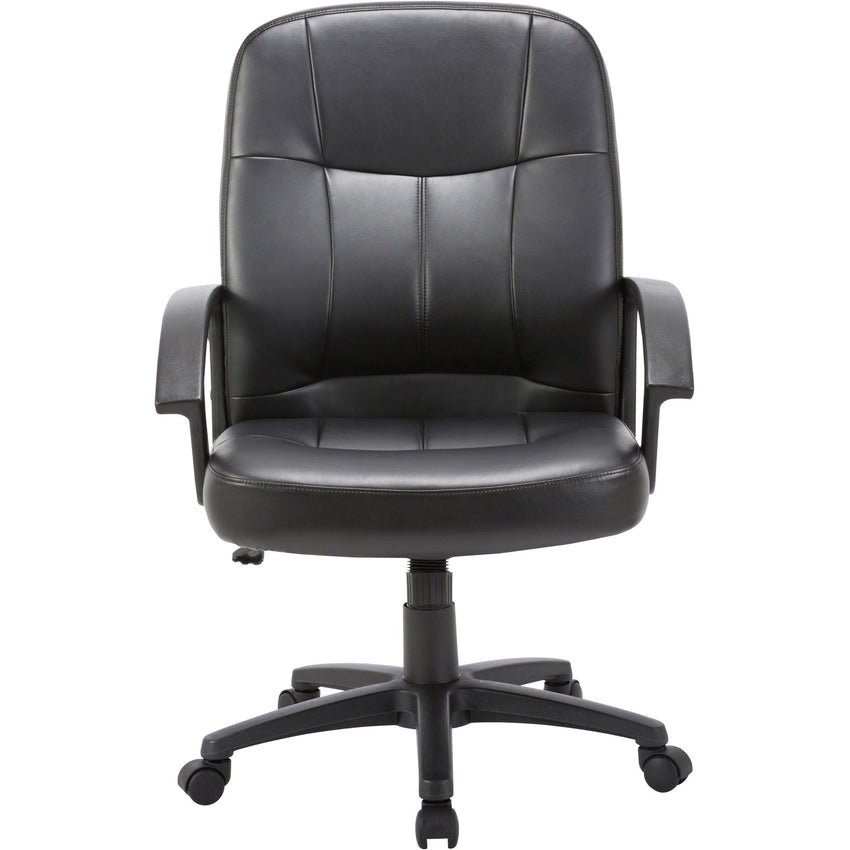 Lorell Chadwick Series Managerial Mid - Back Chair Black Split Leather with Open Loop Arms 17.50 "H (LLR - LLR60121) - SchoolOutlet