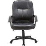 Lorell Chadwick Series Managerial Mid - Back Chair Black Split Leather with Open Loop Arms 17.50 