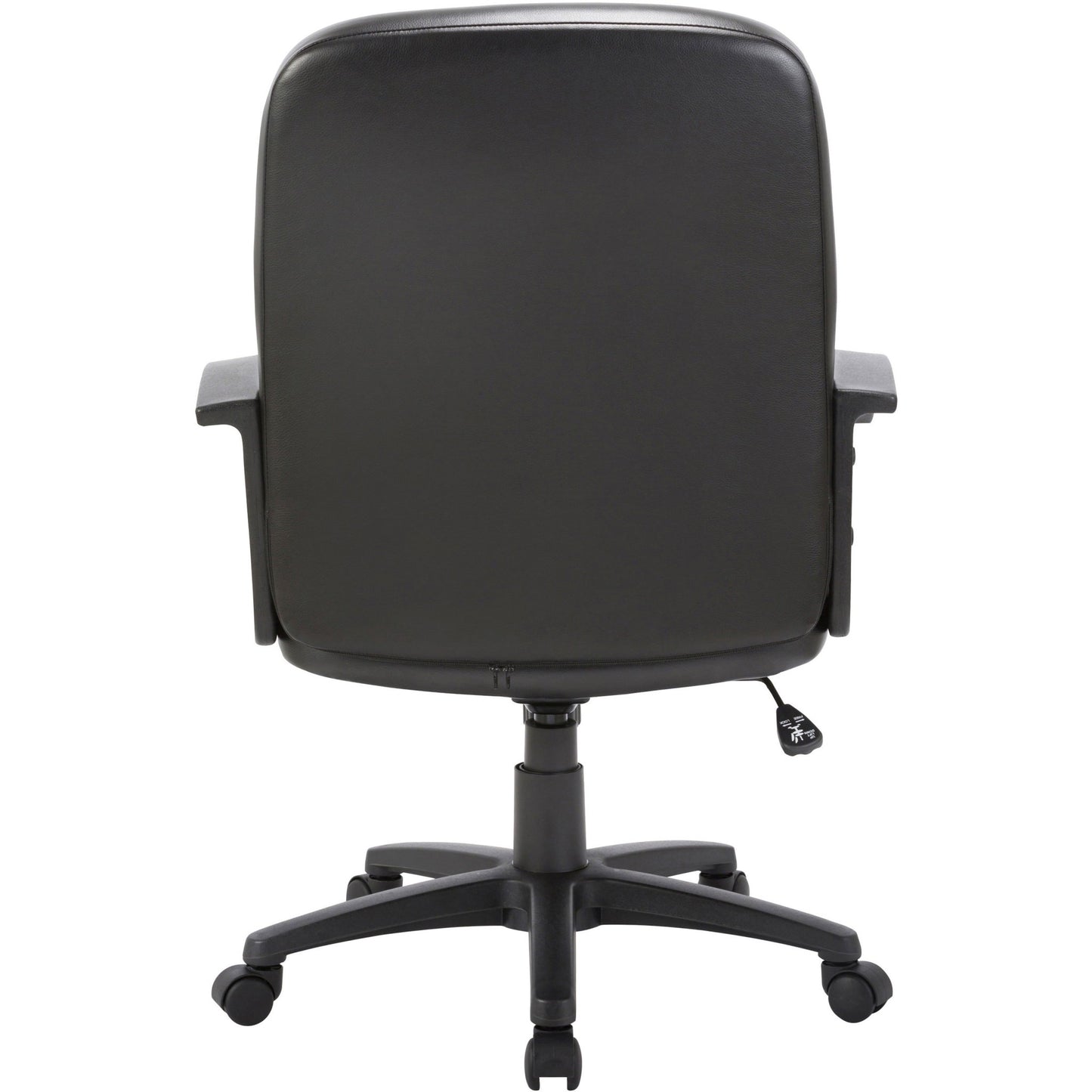 Lorell Chadwick Series Managerial Mid - Back Chair Black Split Leather with Open Loop Arms 17.50 "H (LLR - LLR60121) - SchoolOutlet