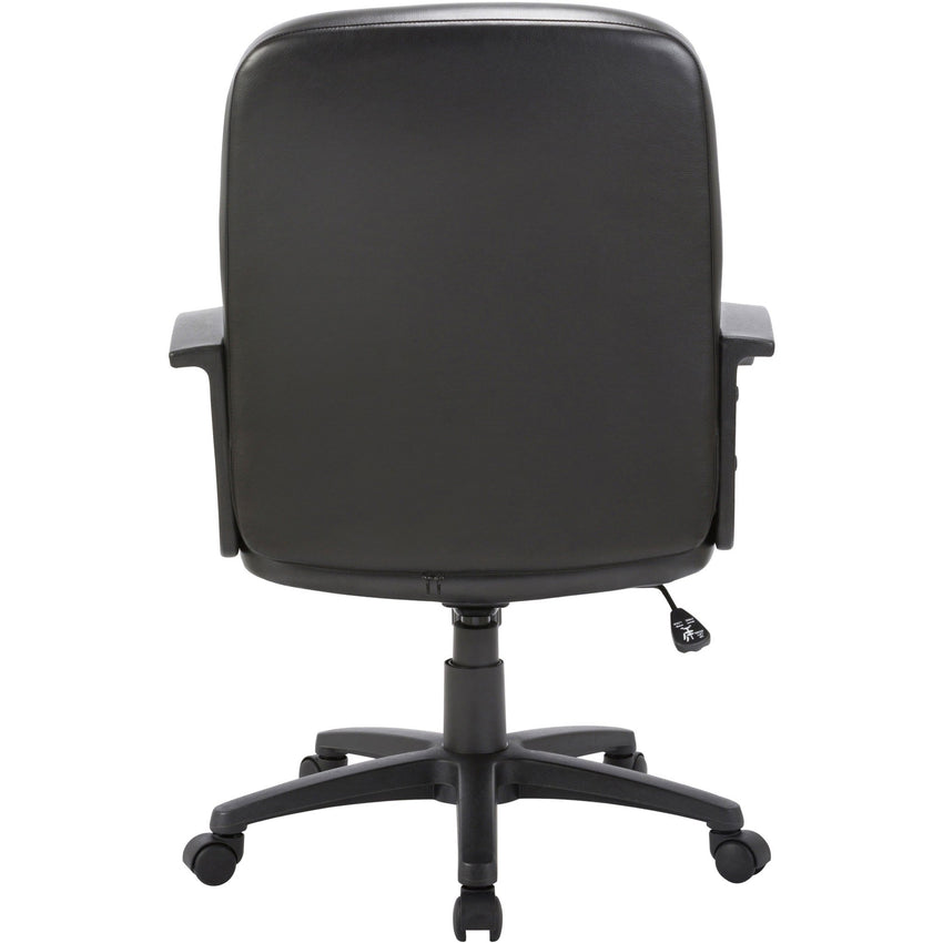 Lorell Chadwick Series Managerial Mid - Back Chair Black Split Leather with Open Loop Arms 17.50 "H (LLR - LLR60121) - SchoolOutlet