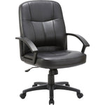 Lorell Chadwick Series Managerial Mid - Back Chair Black Split Leather with Open Loop Arms 17.50 