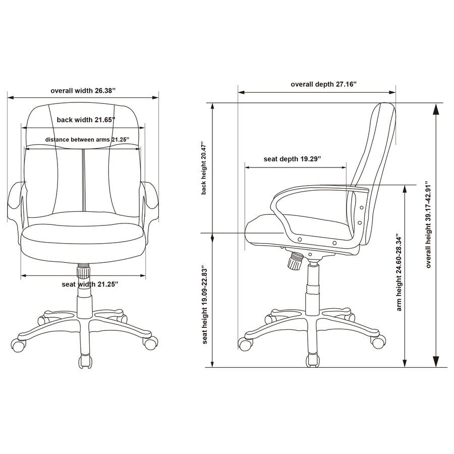 Lorell Chadwick Series Managerial Mid - Back Chair Black Split Leather with Open Loop Arms 17.50 "H (LLR - LLR60121) - SchoolOutlet