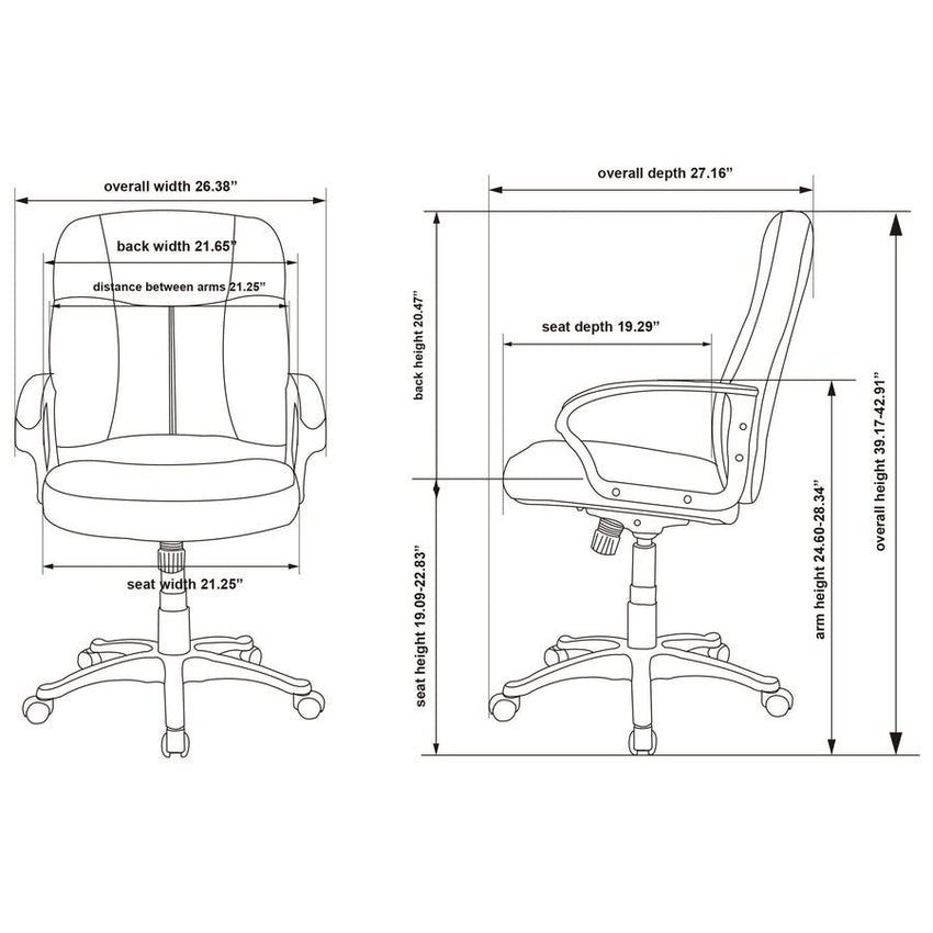 Lorell Chadwick Series Managerial Mid - Back Chair Black Split Leather with Open Loop Arms 17.50 "H (LLR - LLR60121) - SchoolOutlet