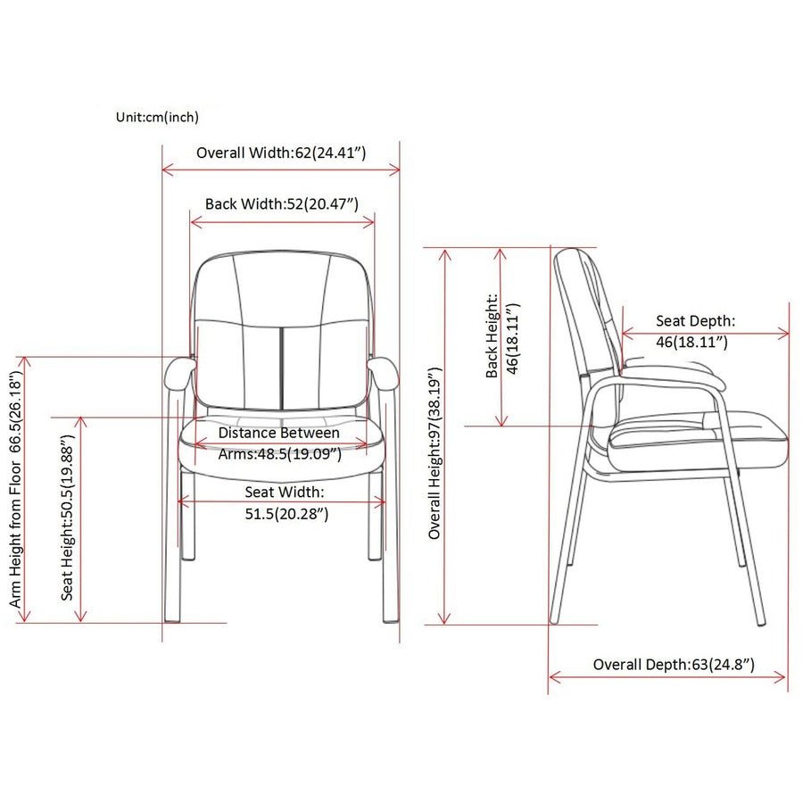 Lorell Chadwick Series Guest Chair Black Split Leather with Steel Frame and Open Loop Arms 18.75 "H (LLR - LLR60122) - SchoolOutlet