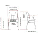 Lorell Chadwick Series Guest Chair Black Split Leather with Steel Frame and Open Loop Arms 18.75 