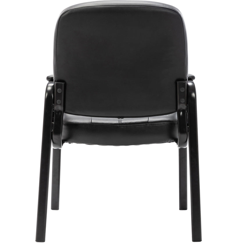 Lorell Chadwick Series Guest Chair Black Split Leather with Steel Frame and Open Loop Arms 18.75 "H (LLR - LLR60122) - SchoolOutlet