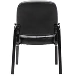Lorell Chadwick Series Guest Chair Black Split Leather with Steel Frame and Open Loop Arms 18.75 