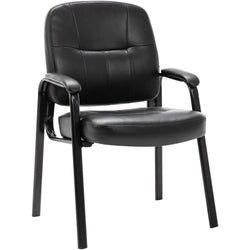 Lorell Chadwick Series Guest Chair Black Split Leather with Steel Frame and Open Loop Arms 18.75 "H (LLR-LLR60122)
