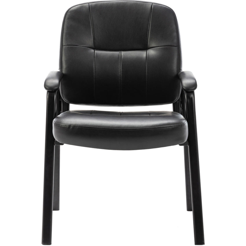 Lorell Chadwick Series Guest Chair Black Split Leather with Steel Frame and Open Loop Arms 18.75 "H (LLR - LLR60122) - SchoolOutlet