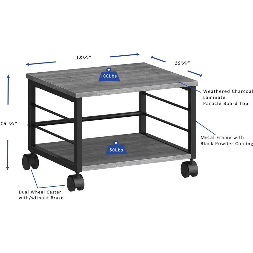 Lorell Heavy - Duty Mobile Under Desk Printer Stand with Locking Casters 18.7" W x 15.7" D x 13.2" H (LLR - LLR60262) - SchoolOutlet