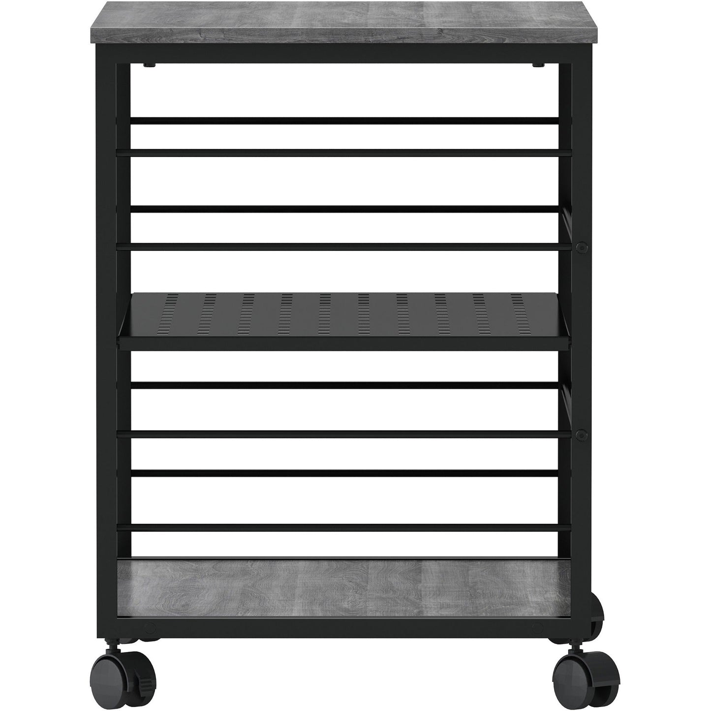 Lorell Heavy - Duty Deskside Mobile Printer Stand with 3 Shelves and Locking Casters 23.6" W x 19.6" D x 26.5" H (LLR - LLR60263) - SchoolOutlet