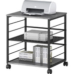 Lorell Heavy - Duty Deskside Mobile Printer Stand with 3 Shelves and Locking Casters 23.6