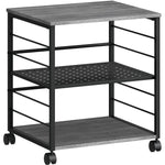 Lorell Heavy - Duty Deskside Mobile Printer Stand with 3 Shelves and Locking Casters 23.6