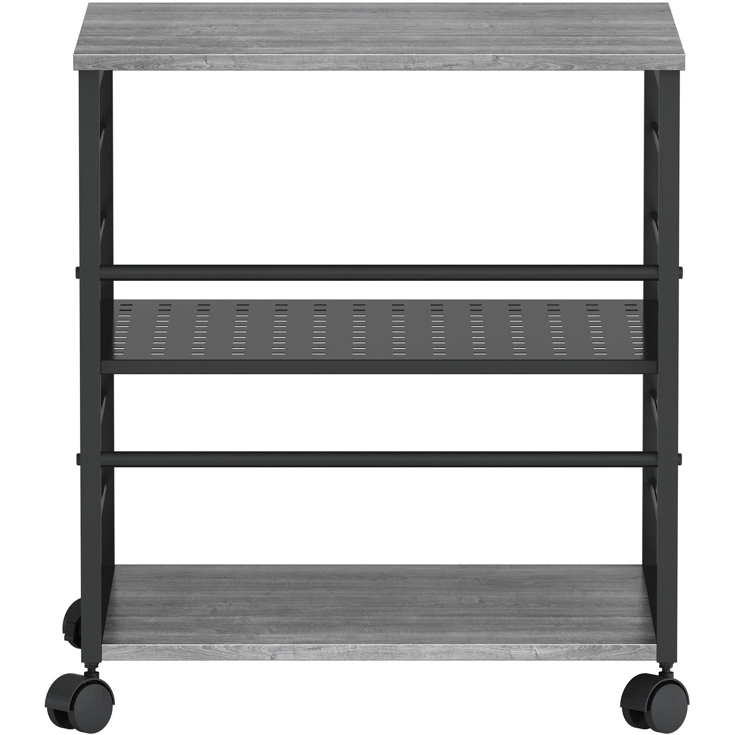 Lorell Heavy - Duty Deskside Mobile Printer Stand with 3 Shelves and Locking Casters 23.6" W x 19.6" D x 26.5" H (LLR - LLR60263) - SchoolOutlet