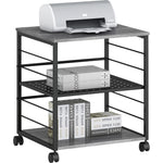 Lorell Heavy - Duty Deskside Mobile Printer Stand with 3 Shelves and Locking Casters 23.6