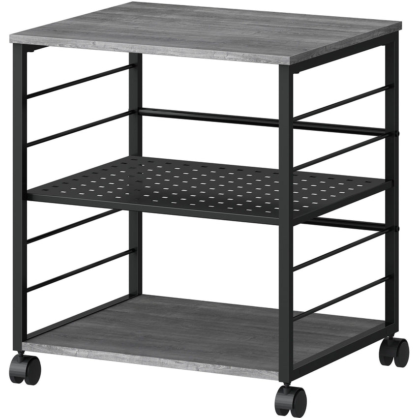 Lorell Heavy - Duty Deskside Mobile Printer Stand with 3 Shelves and Locking Casters 23.6" W x 19.6" D x 26.5" H (LLR - LLR60263) - SchoolOutlet
