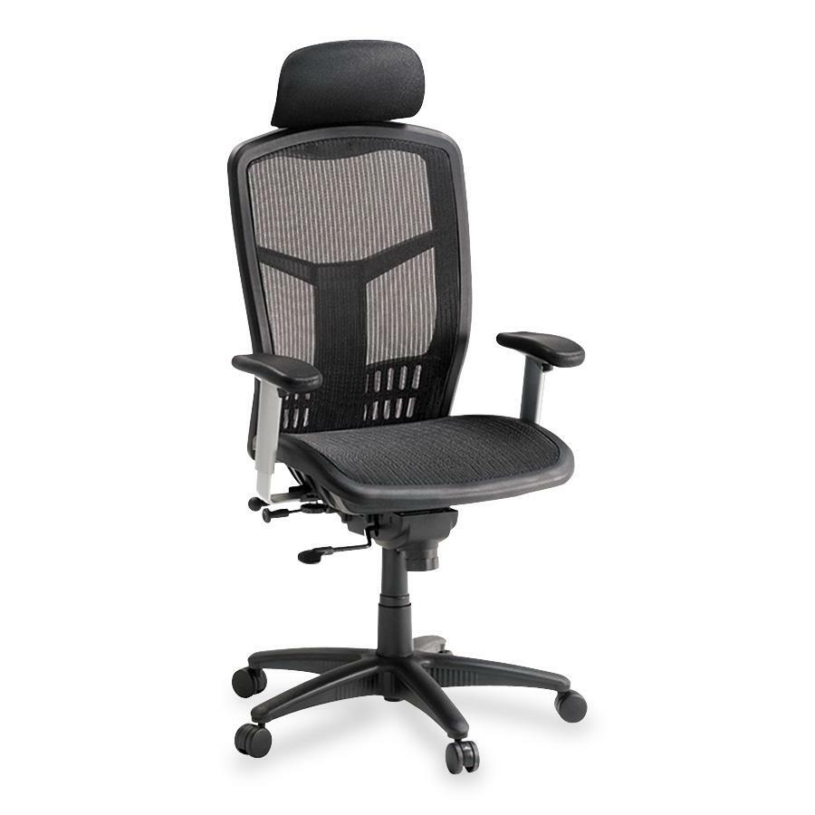 Lorell ErgoMesh Series Mesh High - Back Office Chair with Adjustable Headrest and Synchro Knee Tilt 34.38 - 42.88 "H (LLR - LLR60324) - SchoolOutlet
