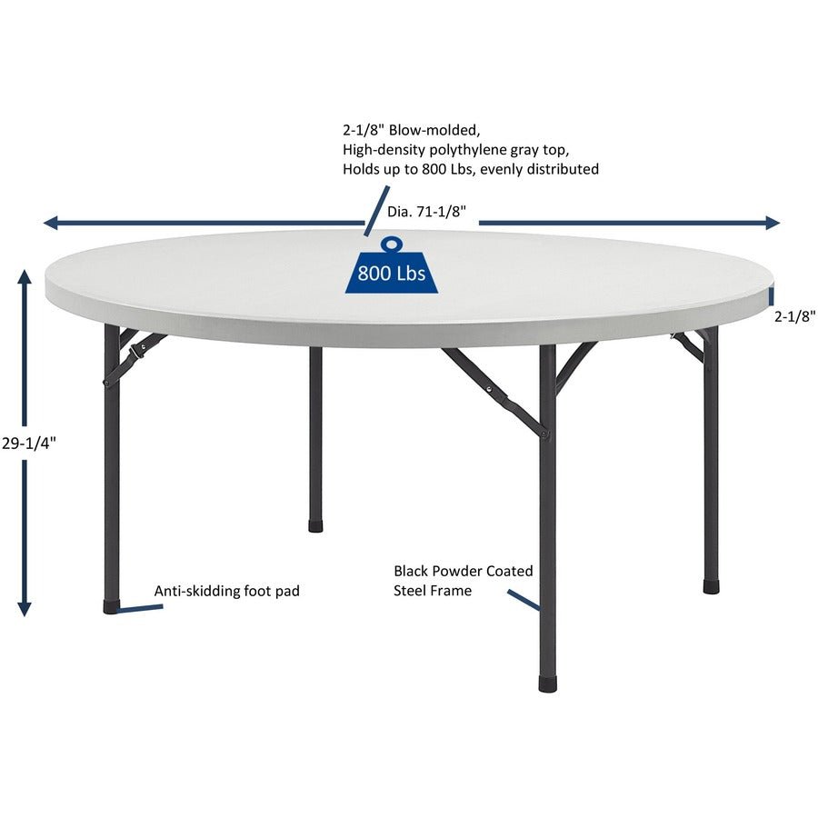 Lorell Ultra - Lite Round Banquet Folding Table Blow - Molded 71" Dia (LLR - LLR60325) - SchoolOutlet