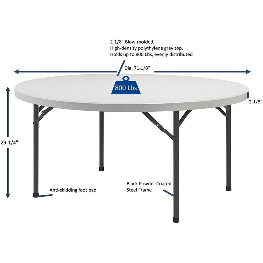 Lorell Ultra - Lite Round Banquet Folding Table Blow - Molded 71" Dia (LLR - LLR60325) - SchoolOutlet