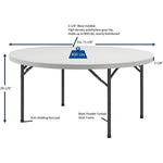 Lorell Ultra - Lite Round Banquet Folding Table Blow - Molded 71