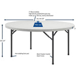 Lorell Ultra - Lite Round Banquet Folding Table Blow - Molded 60
