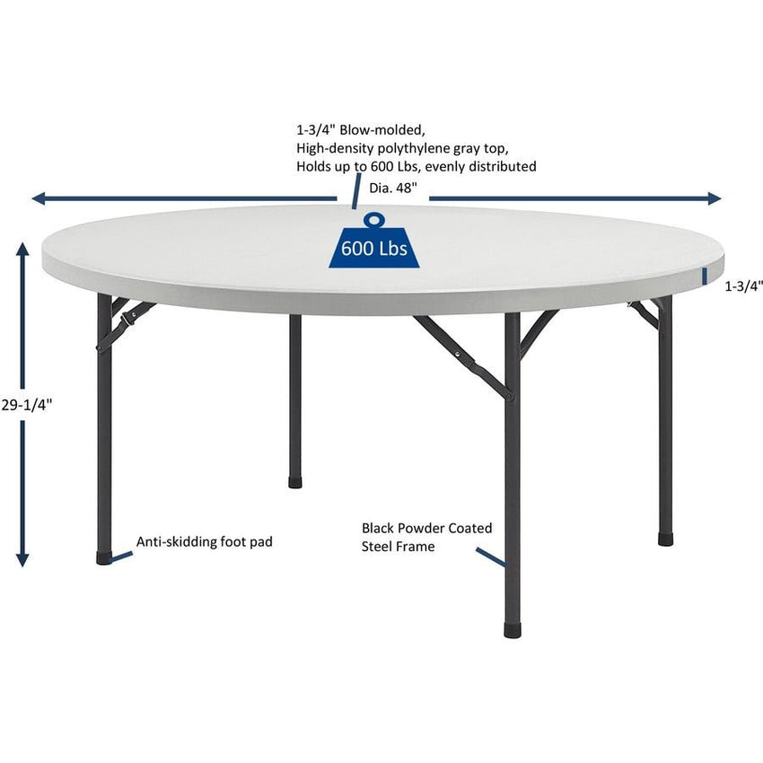 Lorell Ultra - Lite Round Banquet Folding Table Blow - Molded 48" Dia (LLR - LLR60327) - SchoolOutlet