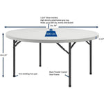 Lorell Ultra - Lite Round Banquet Folding Table Blow - Molded 48