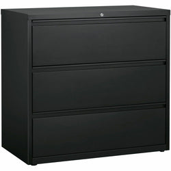 Lorell Fortress Series 3-Drawer Lateral File with Magnetic Label Holders Charcoal Steel 42"W x 18.8"D x 40.1"H (LLR-LLR60405)