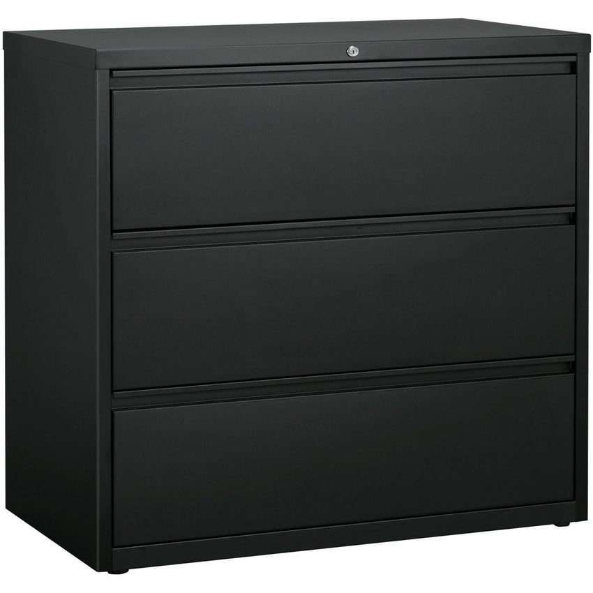 Lorell Fortress Series 3 - Drawer Lateral File with Magnetic Label Holders Charcoal Steel 42"W x 18.8"D x 40.1"H (LLR - LLR60405) - SchoolOutlet