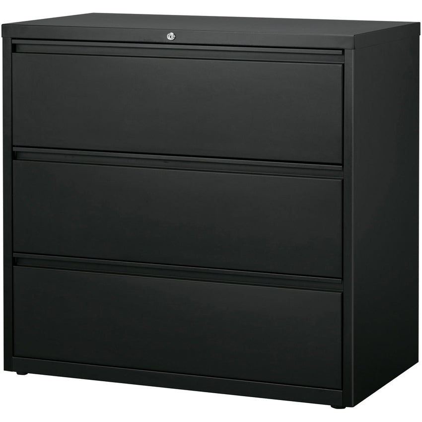 Lorell Fortress Series 3 - Drawer Lateral File with Magnetic Label Holders Charcoal Steel 42"W x 18.8"D x 40.1"H (LLR - LLR60405) - SchoolOutlet