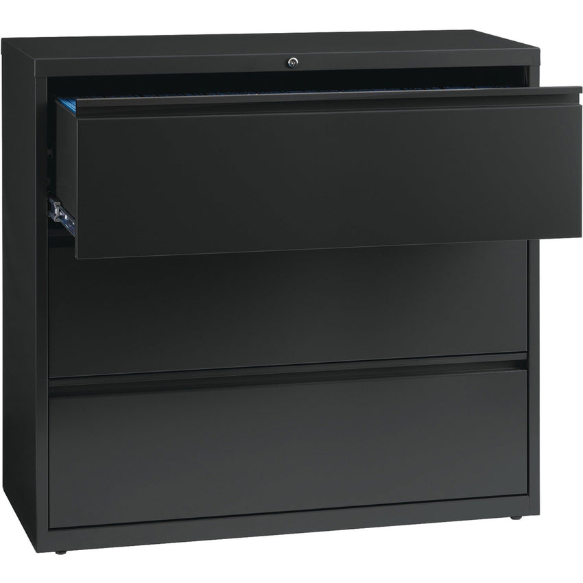 Lorell Fortress Series 3 - Drawer Lateral File with Magnetic Label Holders Charcoal Steel 42"W x 18.8"D x 40.1"H (LLR - LLR60405) - SchoolOutlet