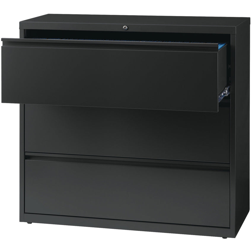 Lorell Fortress Series 3 - Drawer Lateral File with Magnetic Label Holders Charcoal Steel 42"W x 18.8"D x 40.1"H (LLR - LLR60405) - SchoolOutlet