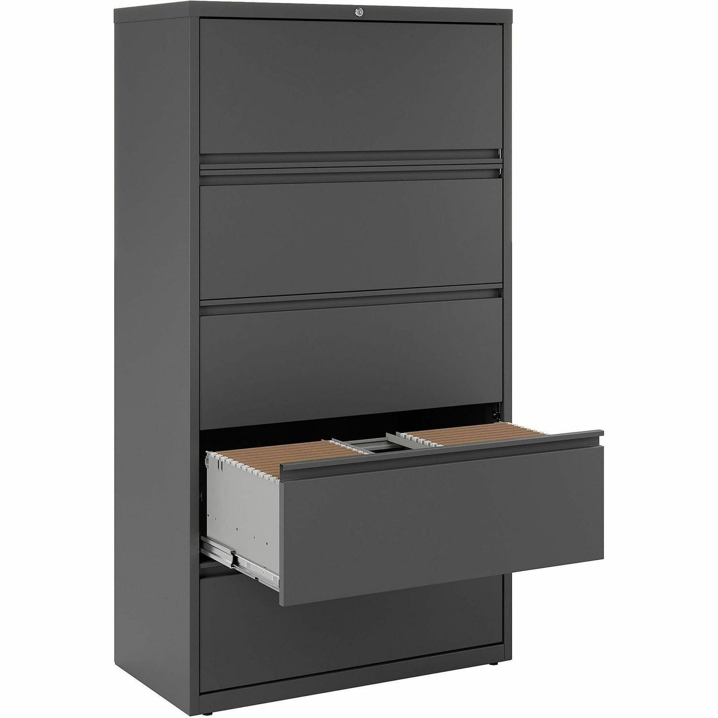 Lorell Fortress Series 5 - Drawer Lateral File with Roll - out Posting Shelf 36"W x 18.6"D x 67.7"H (LLR - FRT - LF36 - 5D) - SchoolOutlet